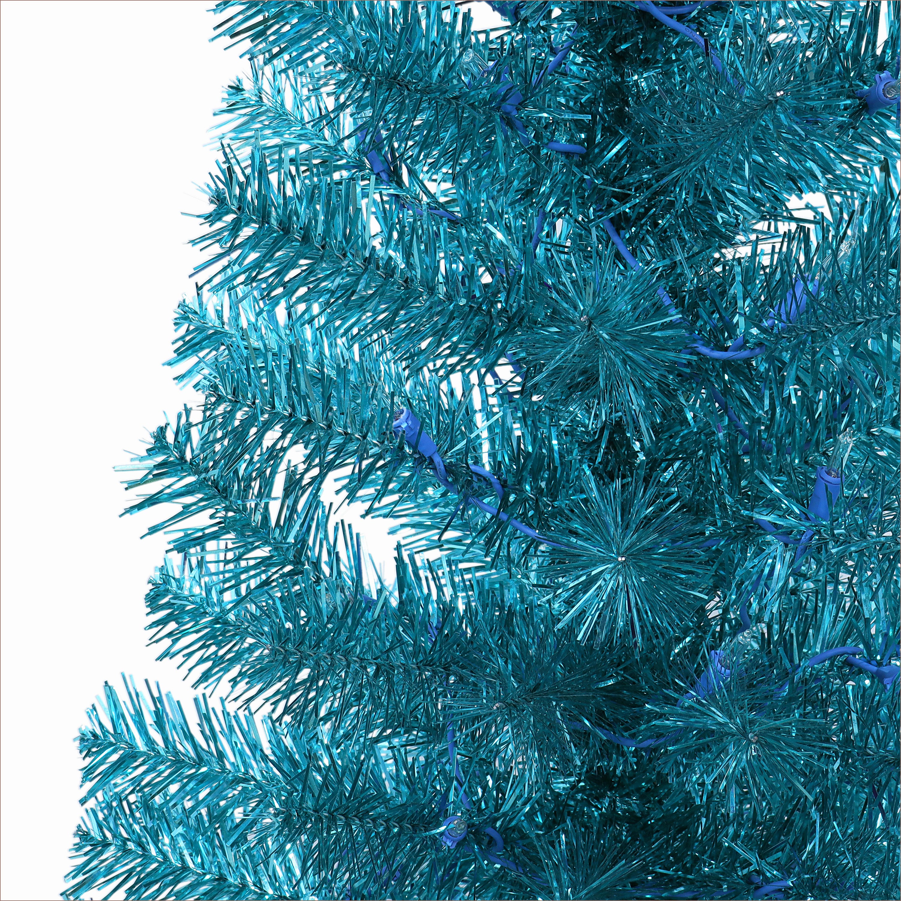 4.5ft Pre-Lit Teal Tinsel Tree